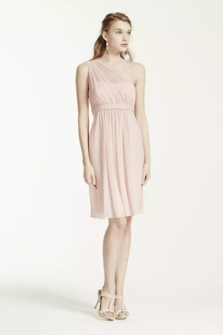 bridesmaid dresses one shoulder short One Shoulder Short Dress with Illusion Neck