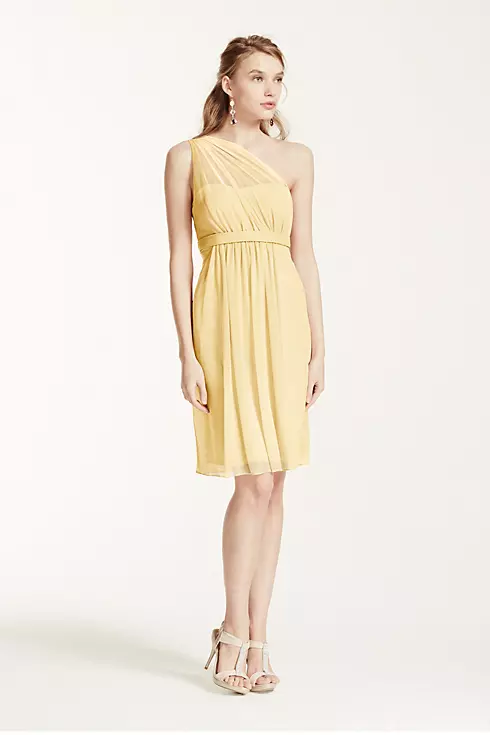 One Shoulder Short Dress with Illusion Neck Image 1