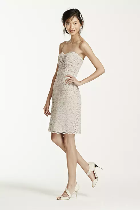 Short Strapless All Over Lace Dress  Image 3