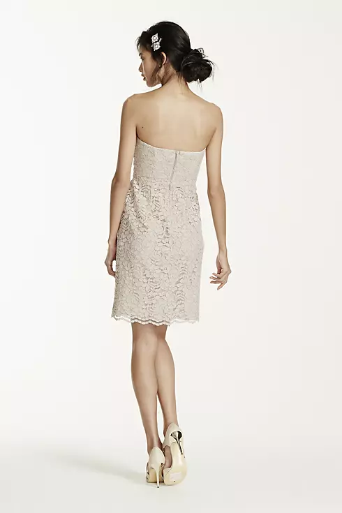 Short Strapless All Over Lace Dress  Image 2