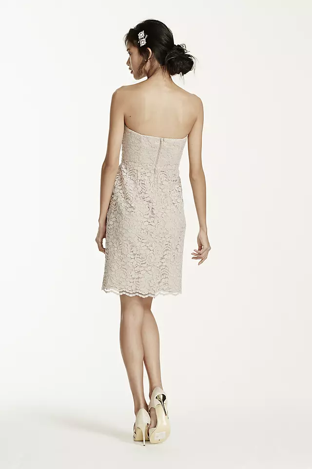 Short Strapless All Over Lace Dress  Image 2