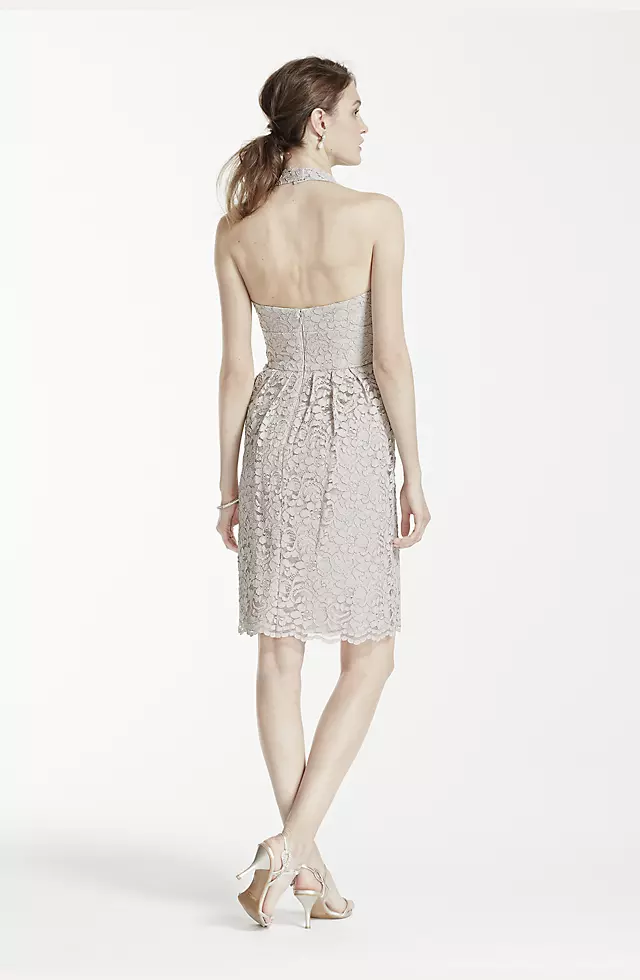 Short Halter Lace Dress Image 2