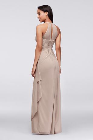 Sleeveless Long Mesh Dress with Illusion Neckline Image 4