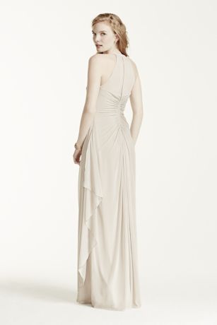 David's bridal long mesh dress sales with illusion neckline