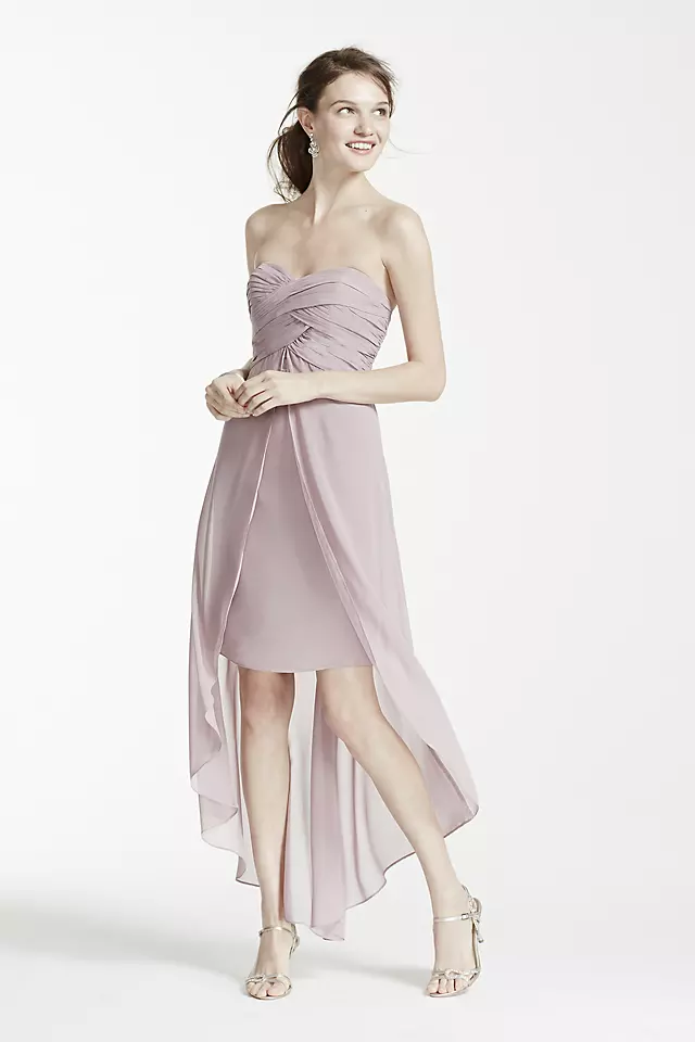 Strapless High Low Dress with Front Detail Image 2