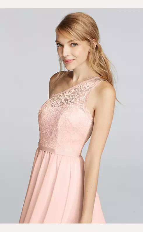 Extra Length Short One Shoulder Corded Lace Dress Image 3