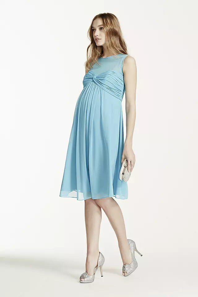 Short Mesh Maternity Dress with Illusion Neckline Image 5