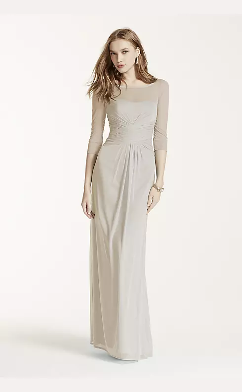 Long Mesh Dress with Illusion Sleeves Image 2