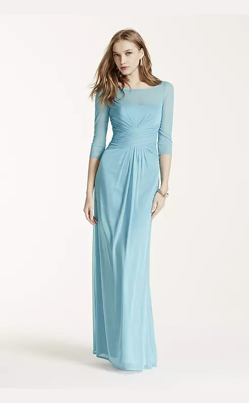 Long Mesh Dress with Illusion Sleeves Image 3