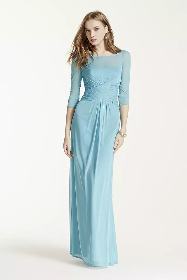 Long Mesh Dress with Illusion Sleeves Image 3