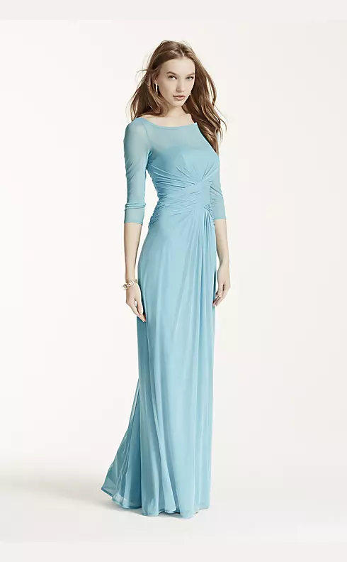 Long Mesh Dress with Illusion Sleeves Image 6