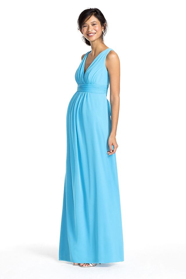 Long Mesh Empire Maternity Dress with Sash Image 5