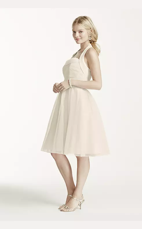 Short Halter Organza Dress with Full Skirt Image 5