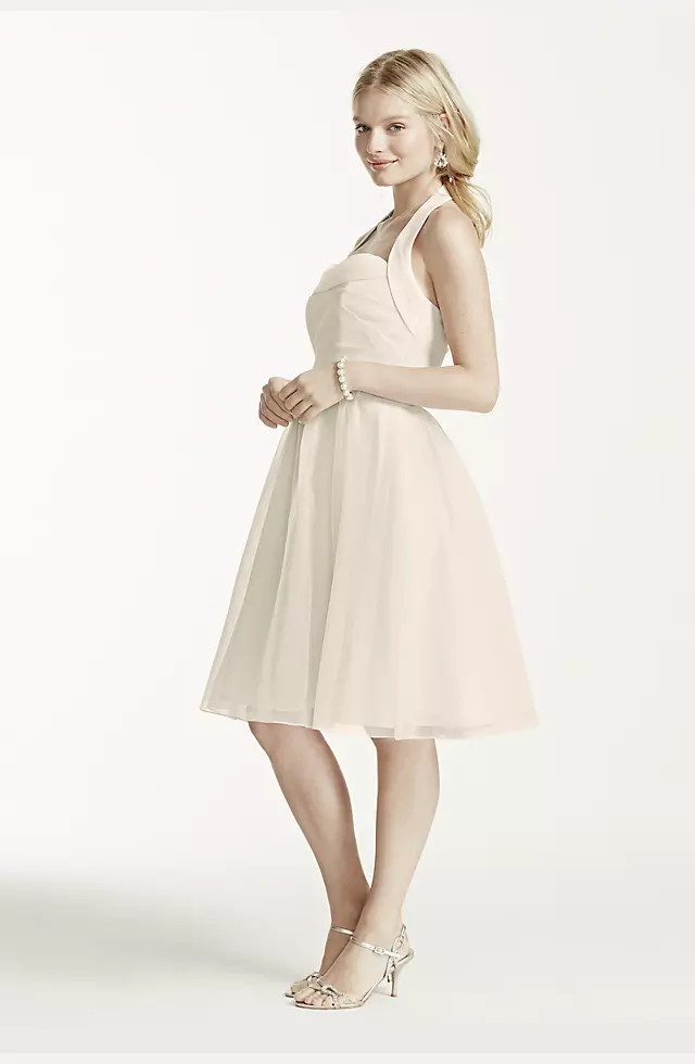 Short Halter Organza Dress with Full Skirt Image 5