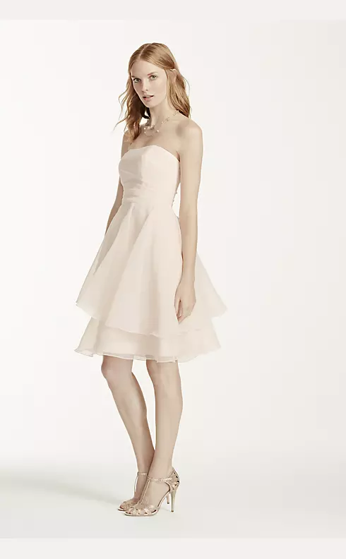 Short Strapless Organza Dress with Full Skirt Image 5