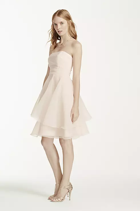 Short Strapless Organza Dress with Full Skirt Image 5