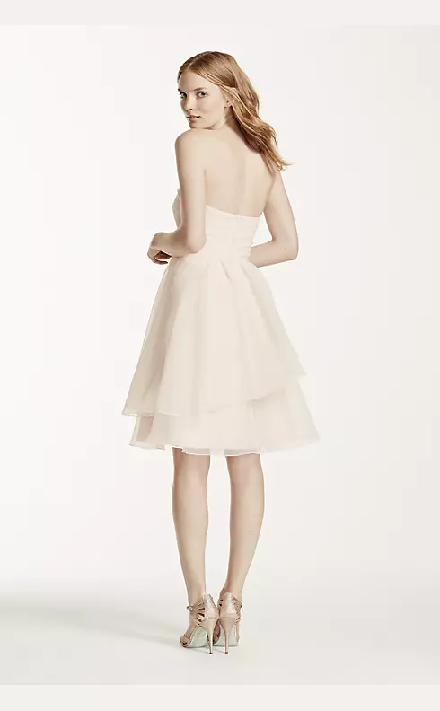Short Strapless Organza Dress with Full Skirt Image 3
