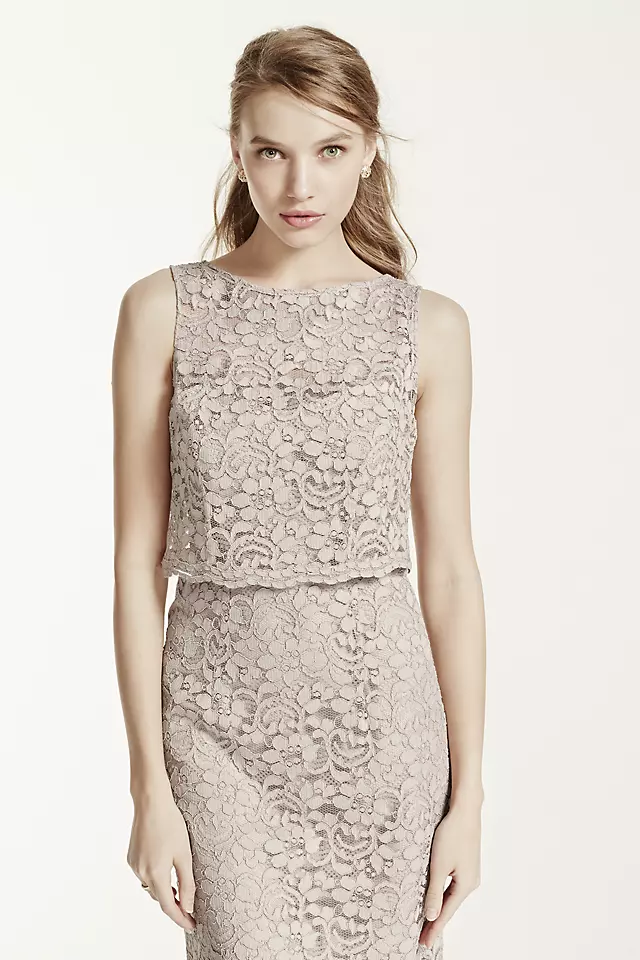 Short Lace Dress with Removable Popover Top Image 6
