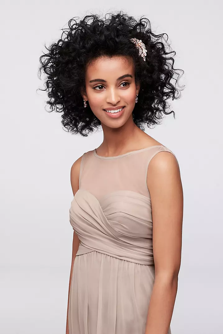 Long Mesh Dress with Illusion Sweetheart Neckline | David's Long Mesh Dress with Illusion Sweetheart Neckline | David's