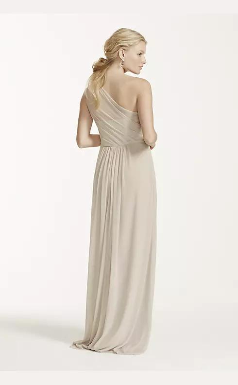 Long Mesh Dress with One Shoulder Neckline Image 2