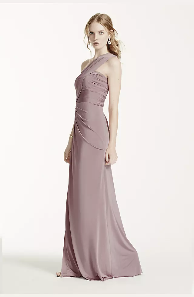 Long One Shoulder Jersey Gown Image 5