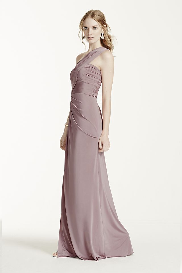 Long One Shoulder Jersey Gown Image 5