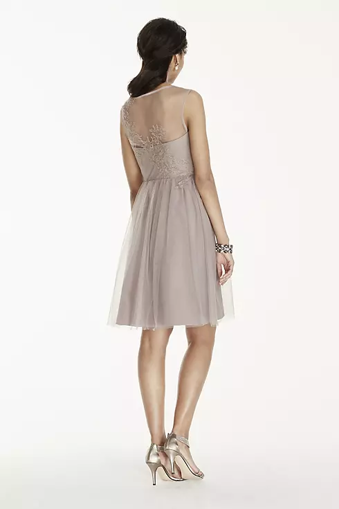 Short Tulle Dress with Illusion Lace Neckline Image 3