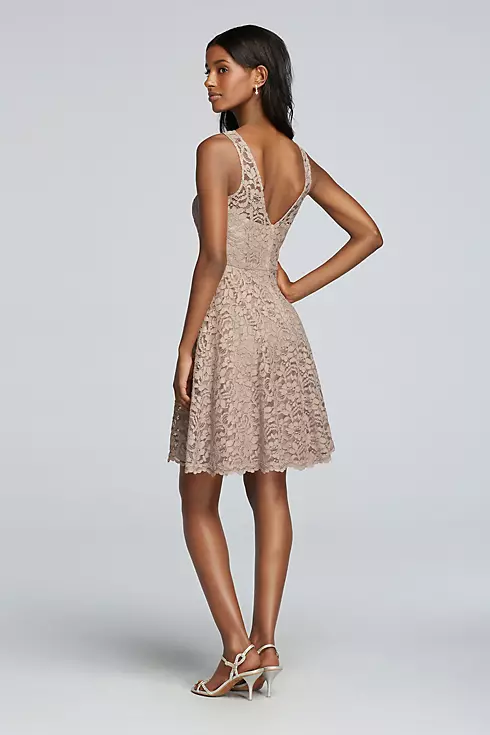 Short Sleeveless All Over Lace Bridesmaid Dress Image 2