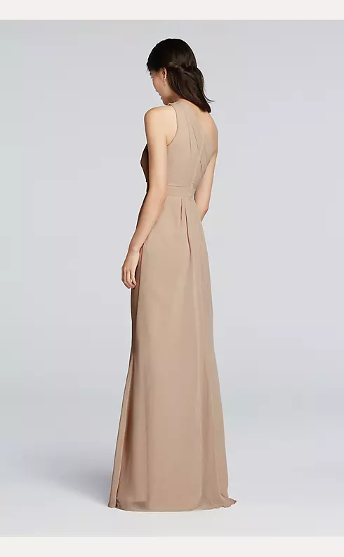 Long One-Shoulder Crinkle Chiffon Dress Image 2