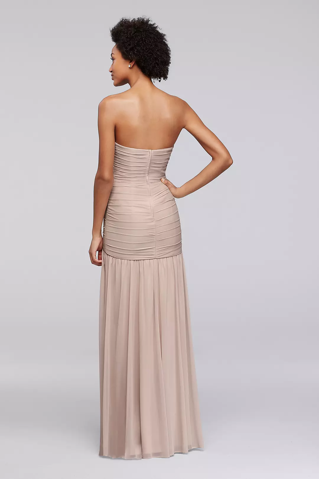 Long Fit and Flare Strapless Bridesmaid Dress  Image 2