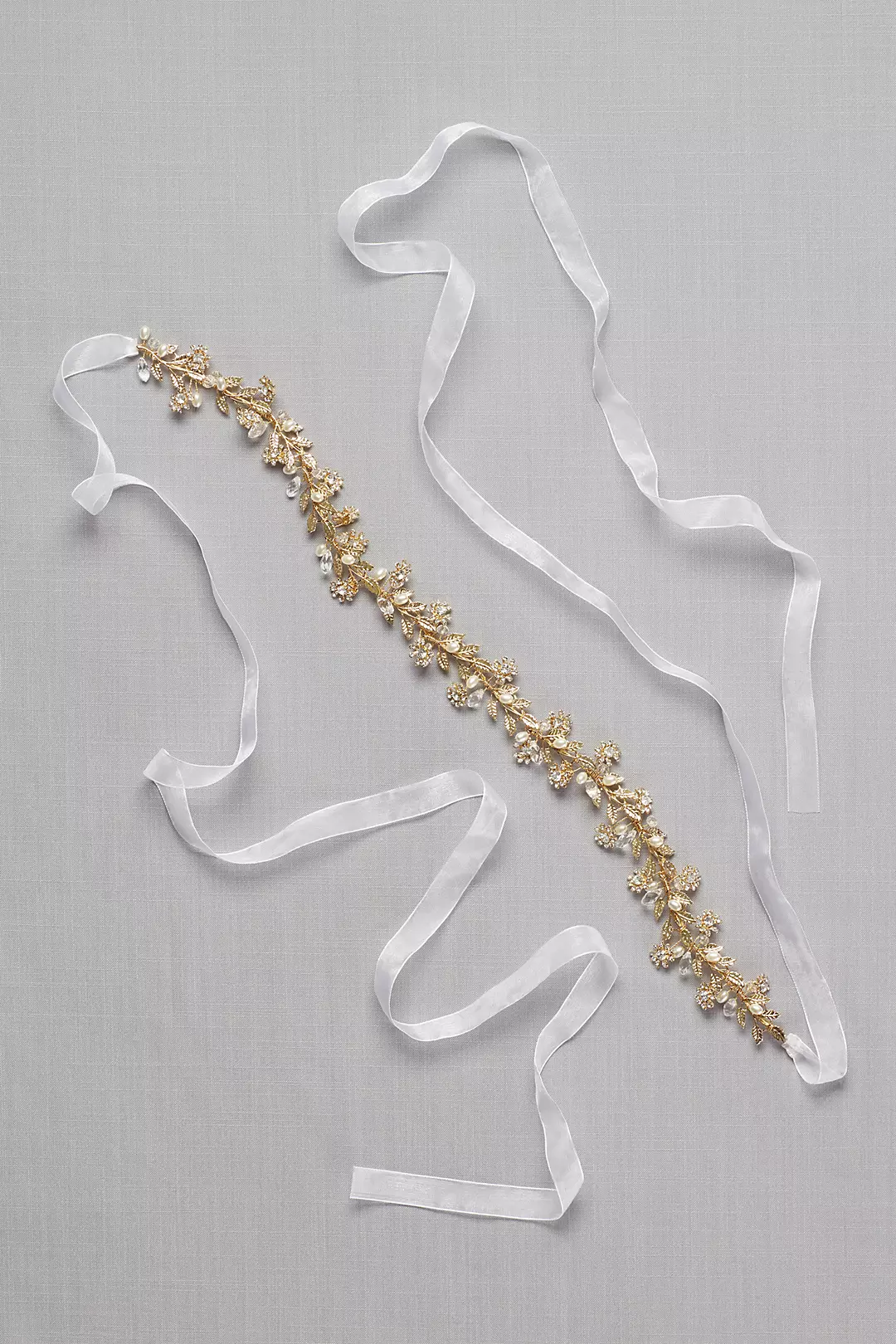 Golden Vine Sash with Crystals and Pearls Image