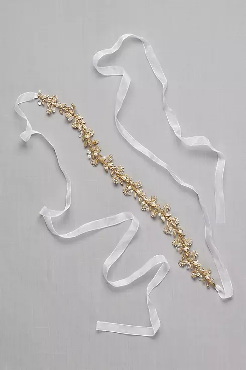 Golden Vine Sash with Crystals and Pearls Image 1
