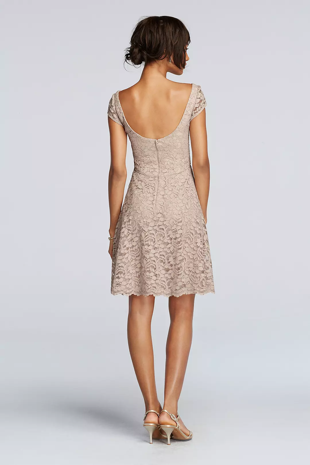 Short Lace Bridesmaid Dress with Cap Sleeves Image 2