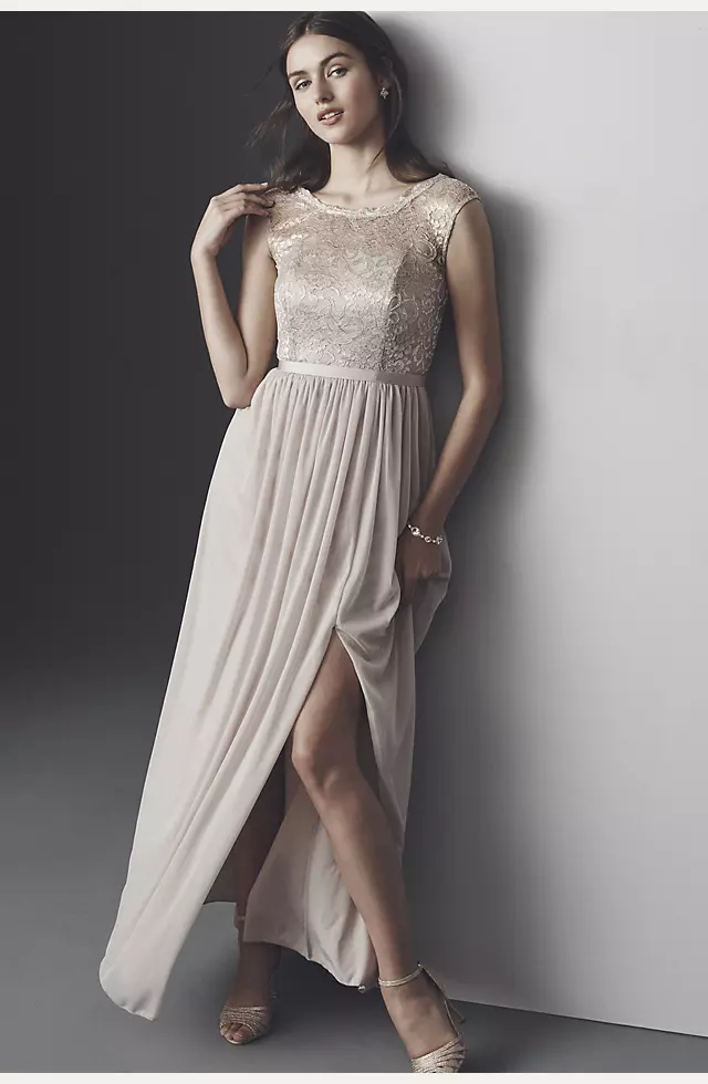 Lace Dress with Long Mesh Skirt Image 6