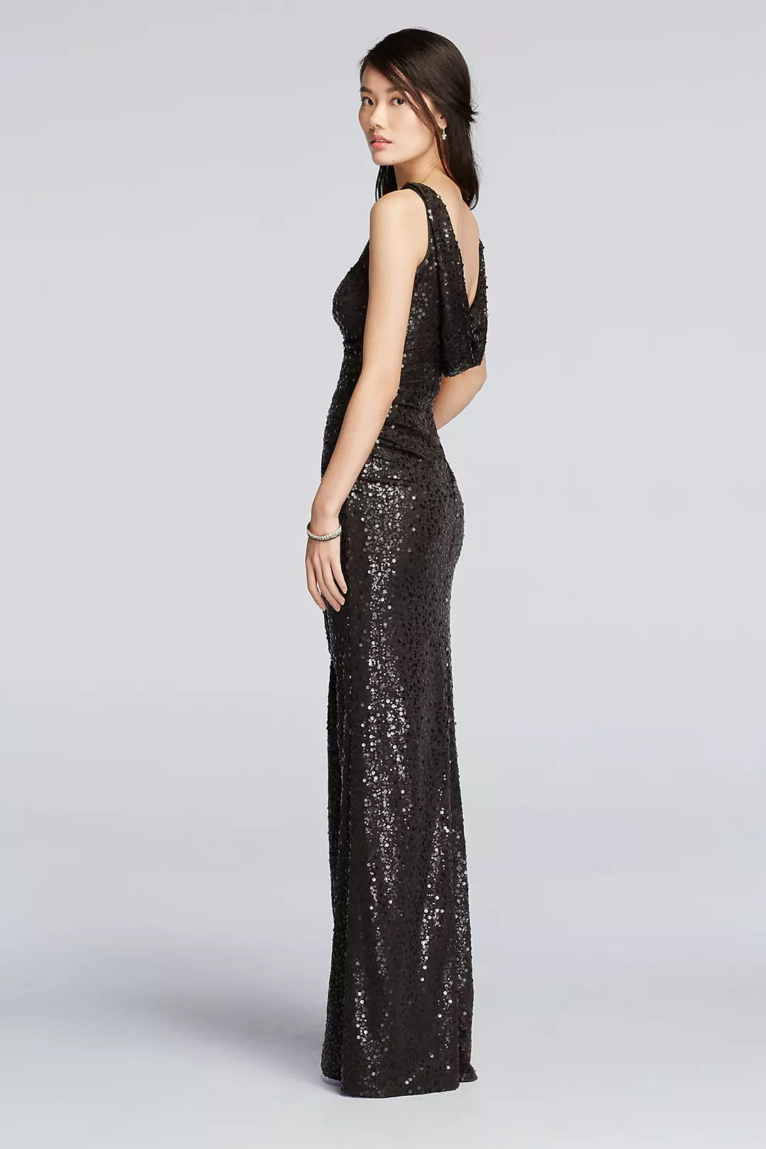 Long Sequin Tank Dress with Cowl Back Image 2
