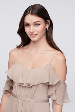 Cold-Shoulder Crinkle Chiffon Bridesmaid Dress | David's Bridal