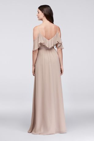 white christmas dresses Wedtrend Women Bridesmaid Dress A Line V Neck Cold Shoulder Chiffon Formal Wedding Party Dress with Slit, Tahiti