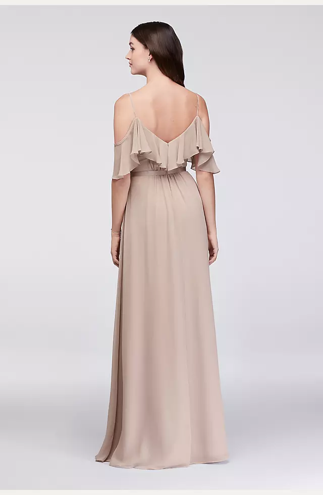 Cold-Shoulder Crinkle Chiffon Bridesmaid Dress Image 3