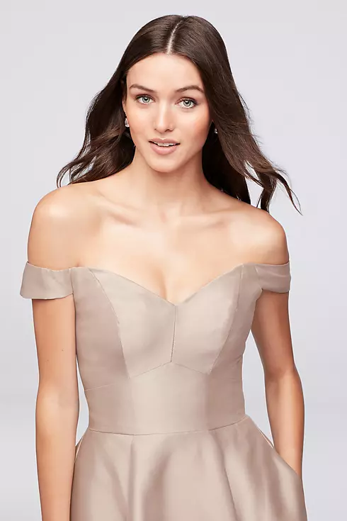 Off-the-Shoulder Tea-Length Bridesmaid Dress Image 2