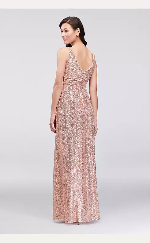 Sequin V-Neck Bridesmaid Dress with Satin Piping Image 2