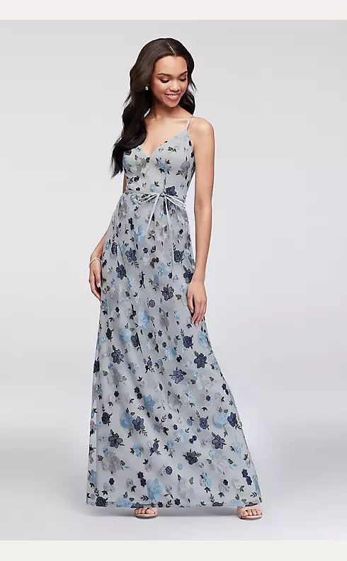 Floral Embroidered Tank Bridesmaid Dress Image 1