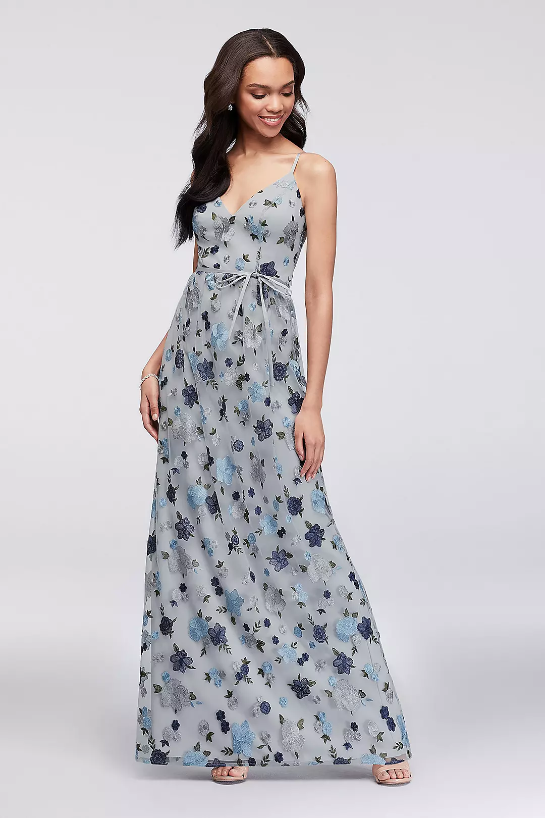 Floral Embroidered Tank Bridesmaid Dress Image