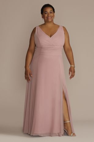 David's bridal surplice tank long chiffon bridesmaid on sale dress