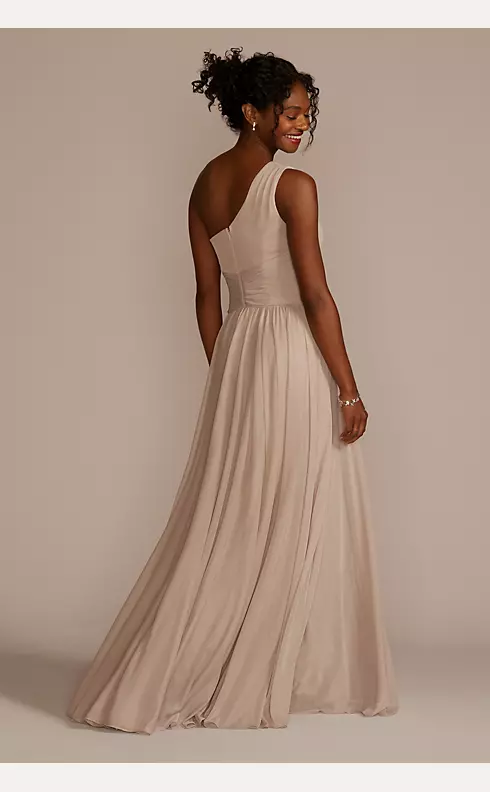 Mesh One-Shoulder Bridesmaid Dress with Full Skirt Image 2