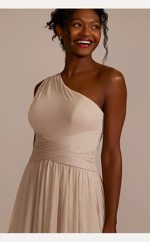 Mesh One-Shoulder Dress with Full Skirt Image 3