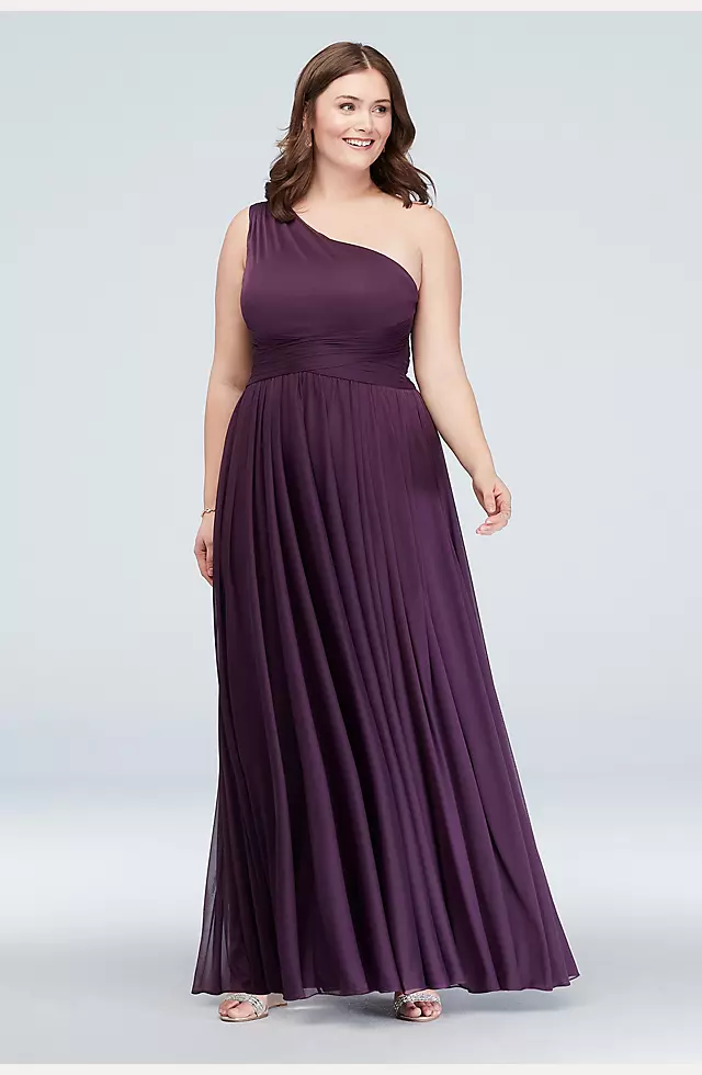Mesh One-Shoulder Dress with Full Skirt Image 4