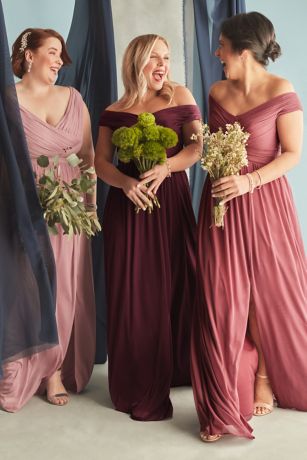 david s bridal off the shoulder bridesmaid dress