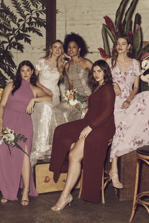 High-Neck Allover Sequin Bridesmaid Dress | David's Bridal