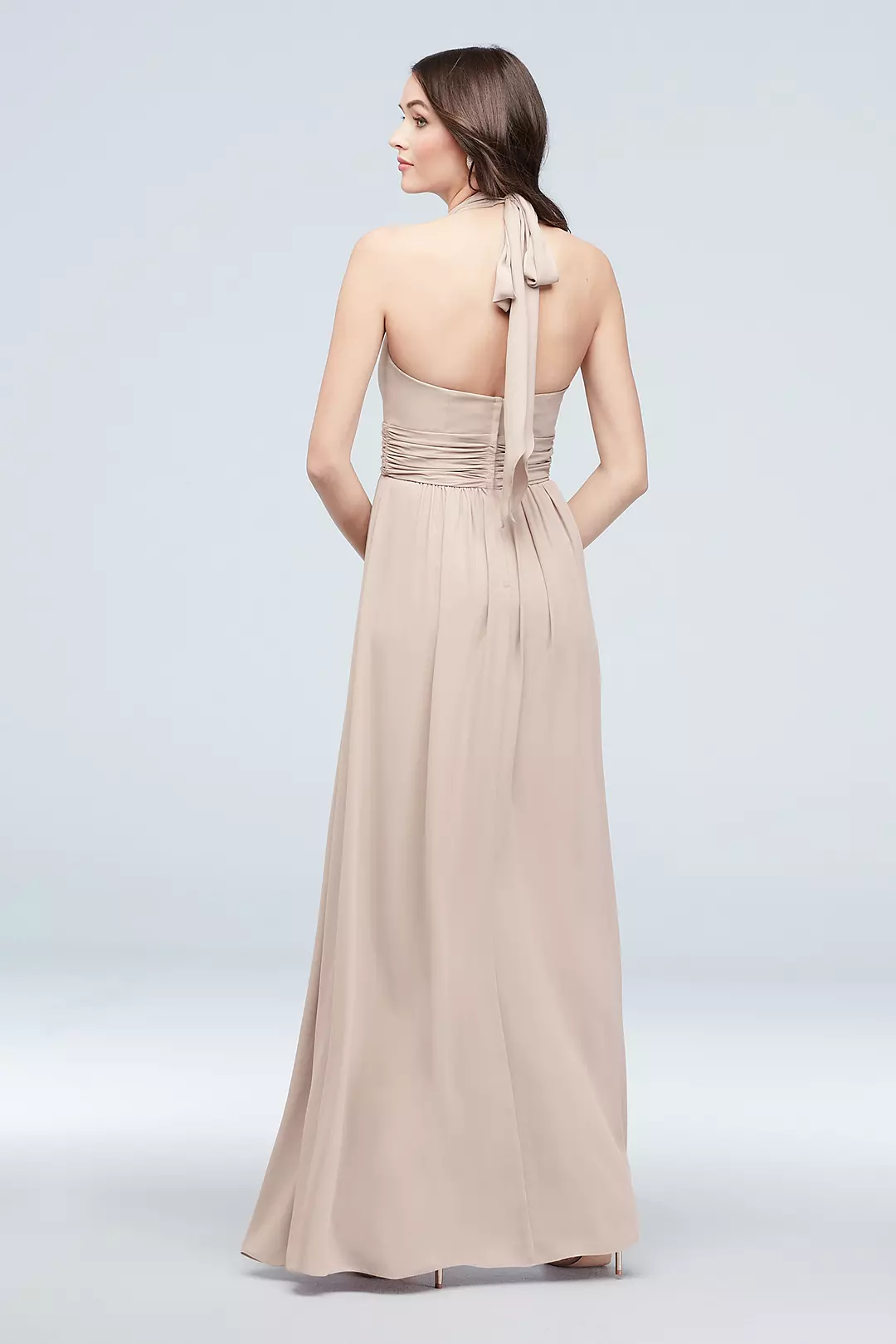 Halter Ruched Waist Georgette Bridesmaid Dress | David's Bridal Halter Ruched Waist Georgette Bridesmaid Dress | David's Bridal