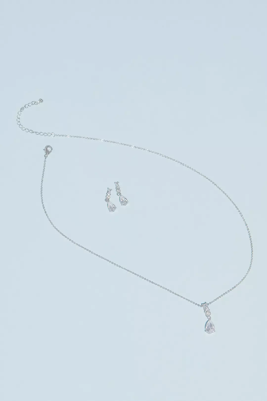 Cubic Zirconia Pear Necklace and Earring Set Image
